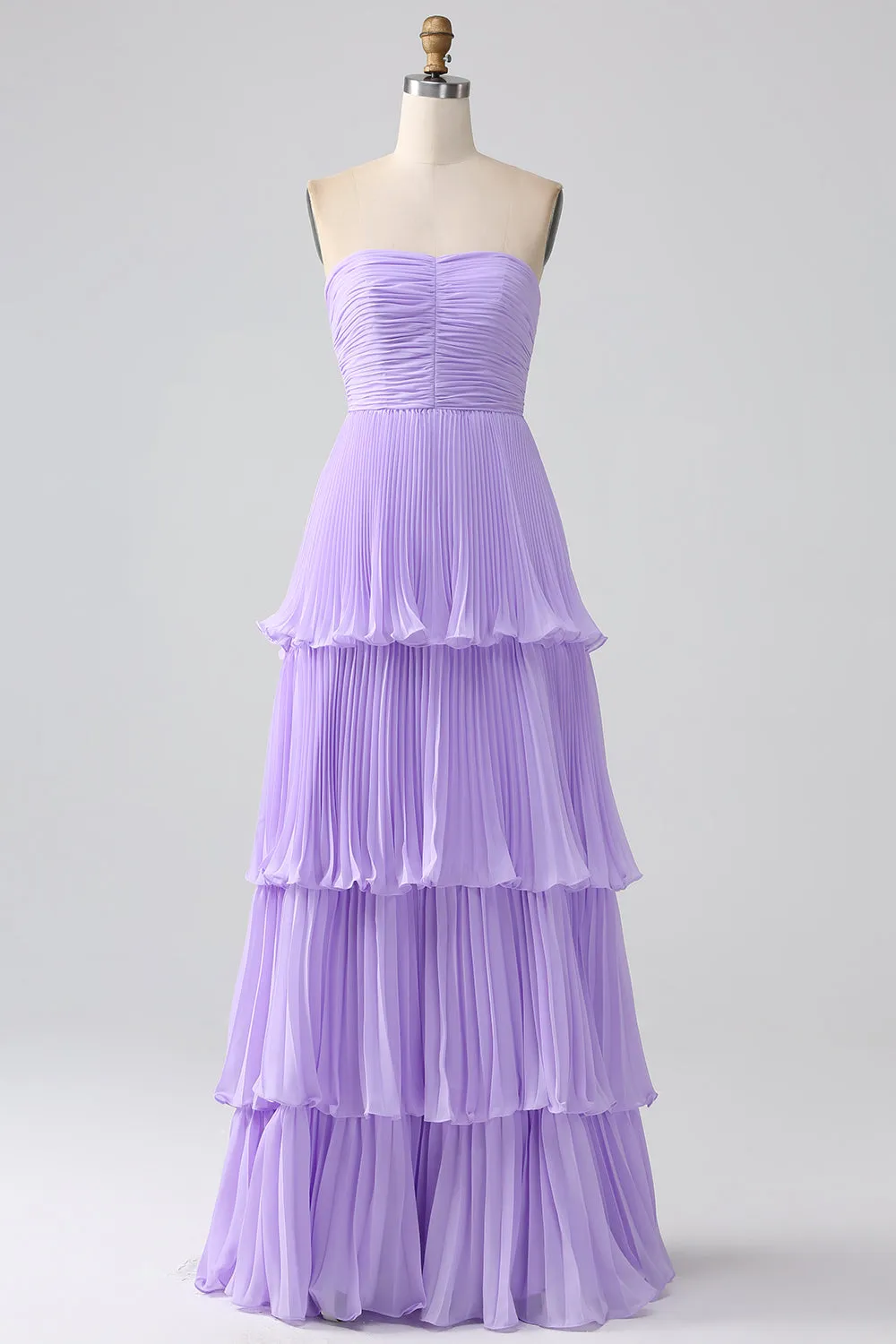 Emerald Green Strapless Multi-Layer Long Formal Dress