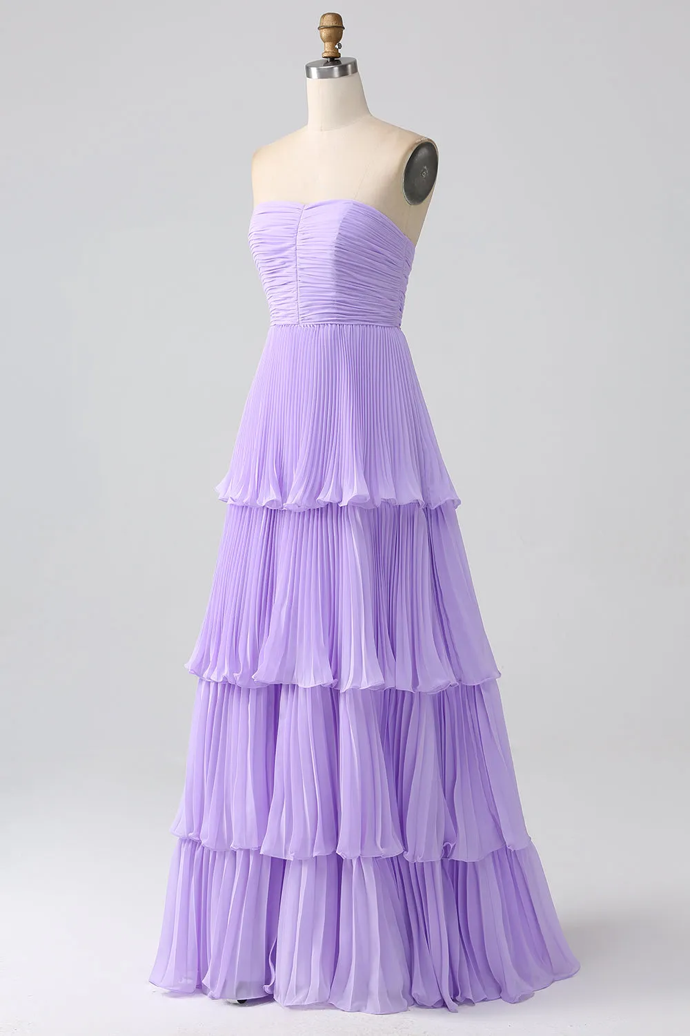 Emerald Green Strapless Multi-Layer Long Formal Dress