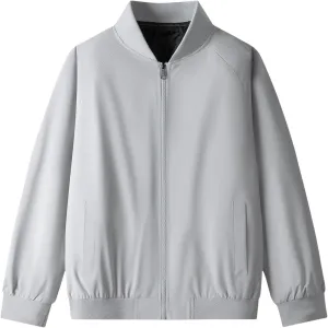 Finelylove Mens Bomber Jacket Lightweight Solid Zip Up Fall Windbreaker Casual Stylish Light Golf Jacket Big and Tall