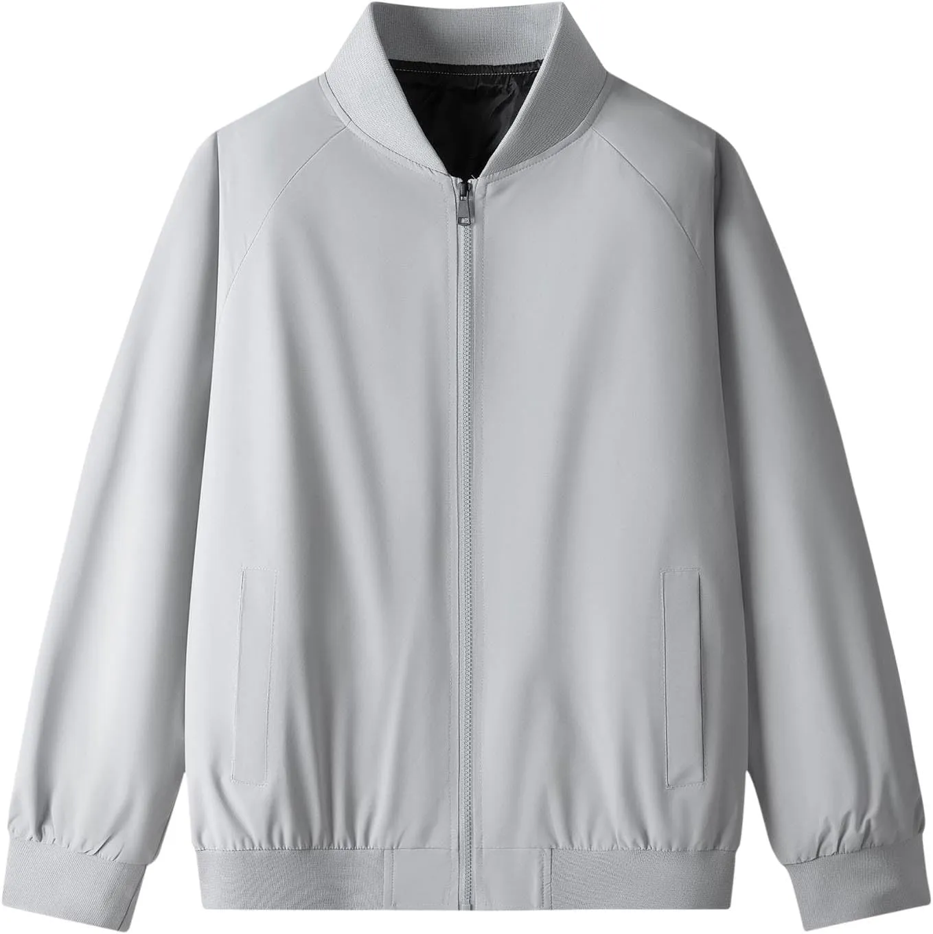 Finelylove Mens Bomber Jacket Lightweight Solid Zip Up Fall Windbreaker Casual Stylish Light Golf Jacket Big and Tall