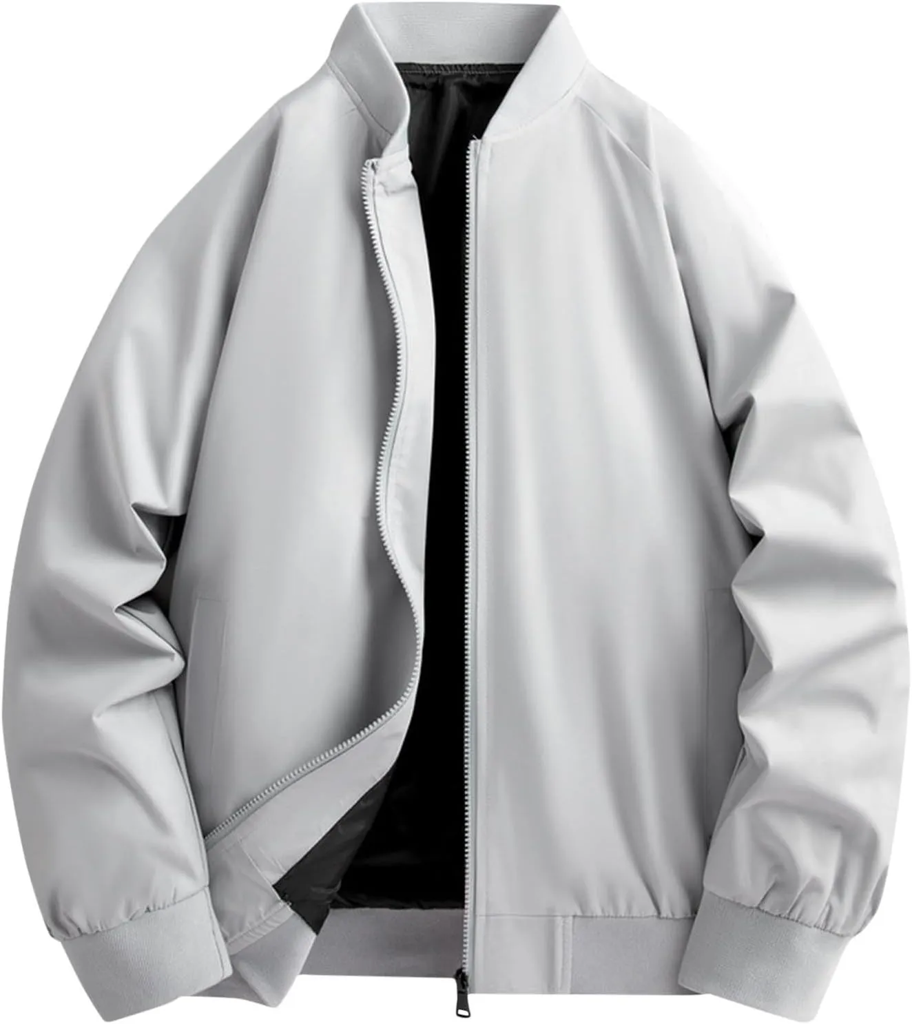 Finelylove Mens Bomber Jacket Lightweight Solid Zip Up Fall Windbreaker Casual Stylish Light Golf Jacket Big and Tall