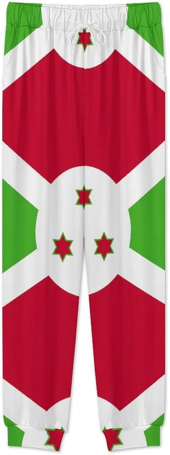 Flag of Burundi Soft Mens Pajamas Set Round Neck Pullover Long Sleeve And Pants Loungewear 2 Piece Pjs Set