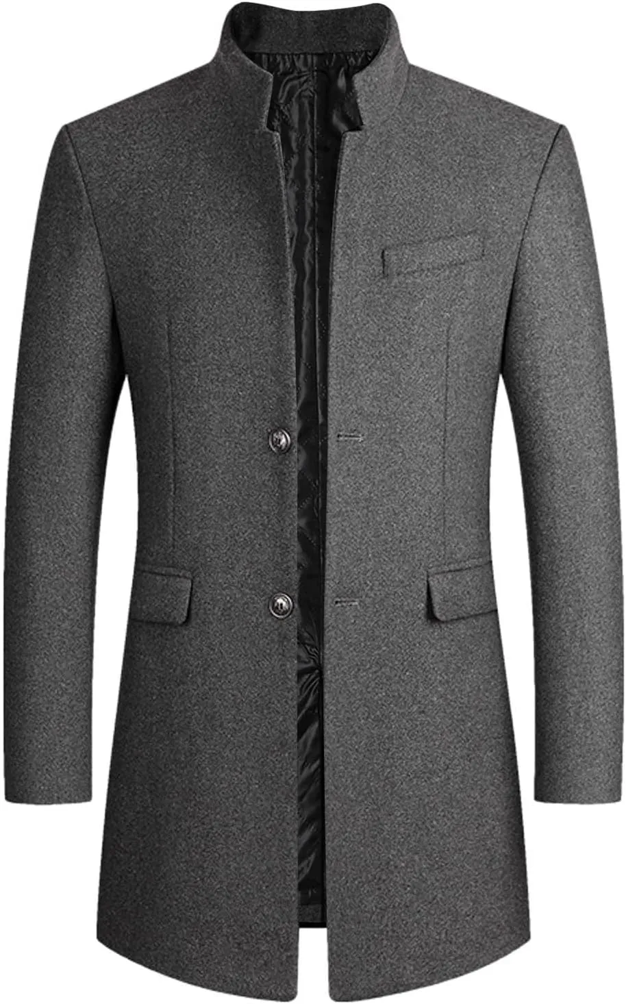 Fxbar Rain Jacket Men Men'S Solid Color Spread Collar Trench Coat Classic Single Breasted Extra Long Jacket Streetwear (O1-Grey, Xxl)
