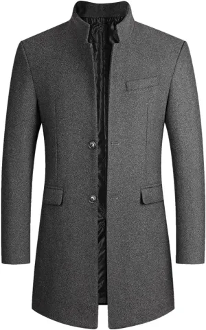 Fxbar Rain Jacket Men Men'S Solid Color Spread Collar Trench Coat Classic Single Breasted Extra Long Jacket Streetwear (O1-Grey, Xxl)