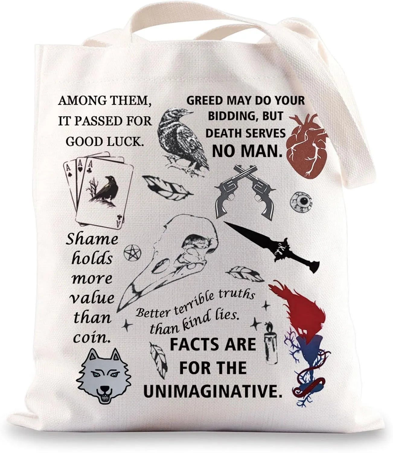 G2TUP Bookworm Crows Tote Bag Bookish Gift Crow Club Shoulder Bag Crows Merch For Bookish Nerds