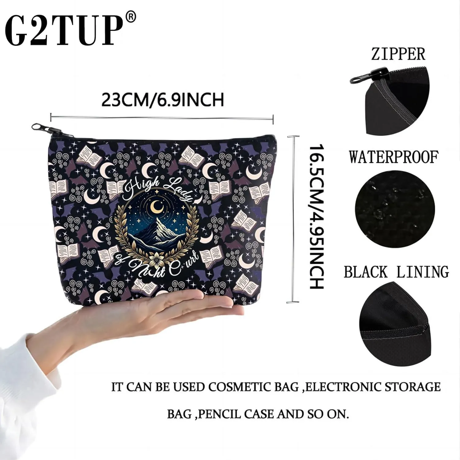 G2TUP High Lady Night Makeup Bag Book Lover Merchandise Zipper Bag Book Lover Travel Cosmetic Bag (High Lady New)