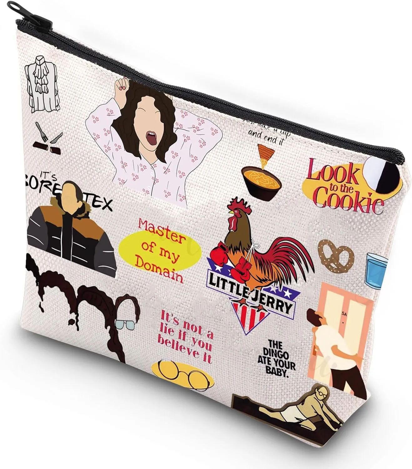 G2TUP Jerry 90's Tv Show Make Up Bag Kramer George Urban Chicken Funny Rooster Gift Elaine Marie Fan Merch (Chicken Makeup Bag)