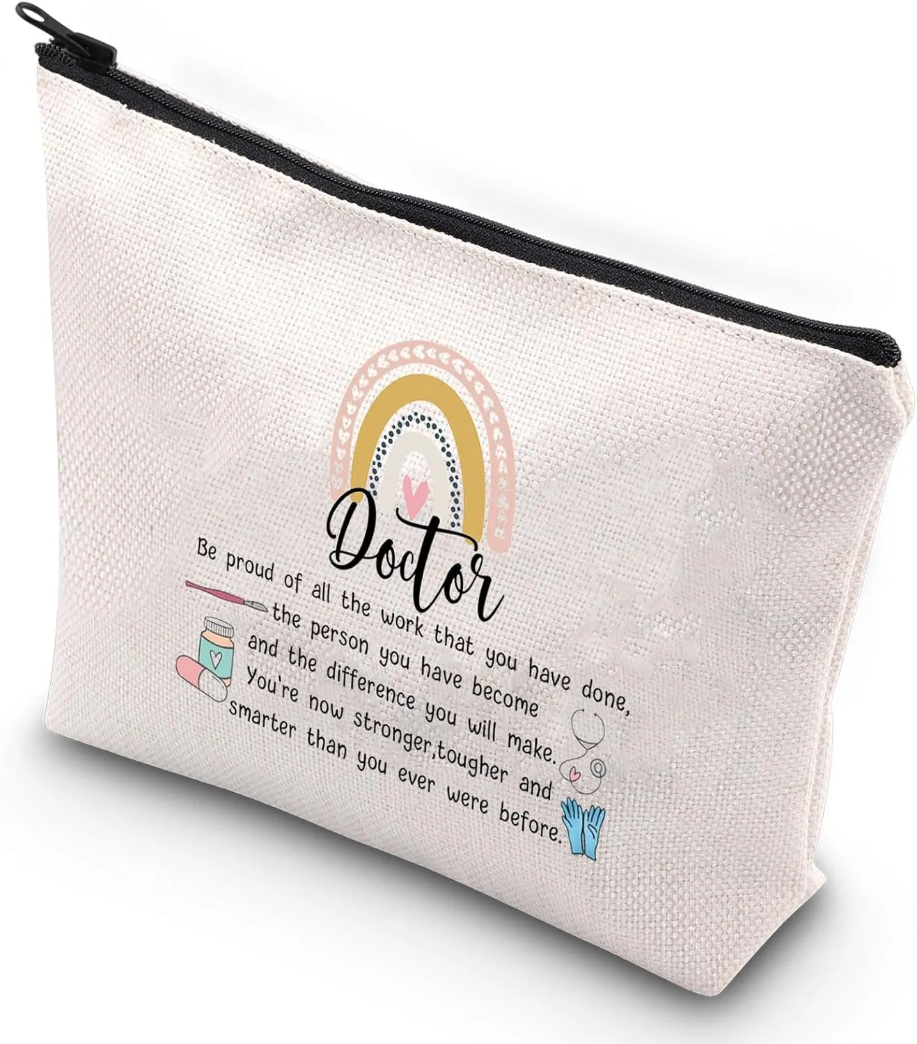 G2TUP Medical Studen Doctor Zippered Makeup Bag Doctor Cosmetic Bag Medical Graduation Gifts (Rainbow doctor)