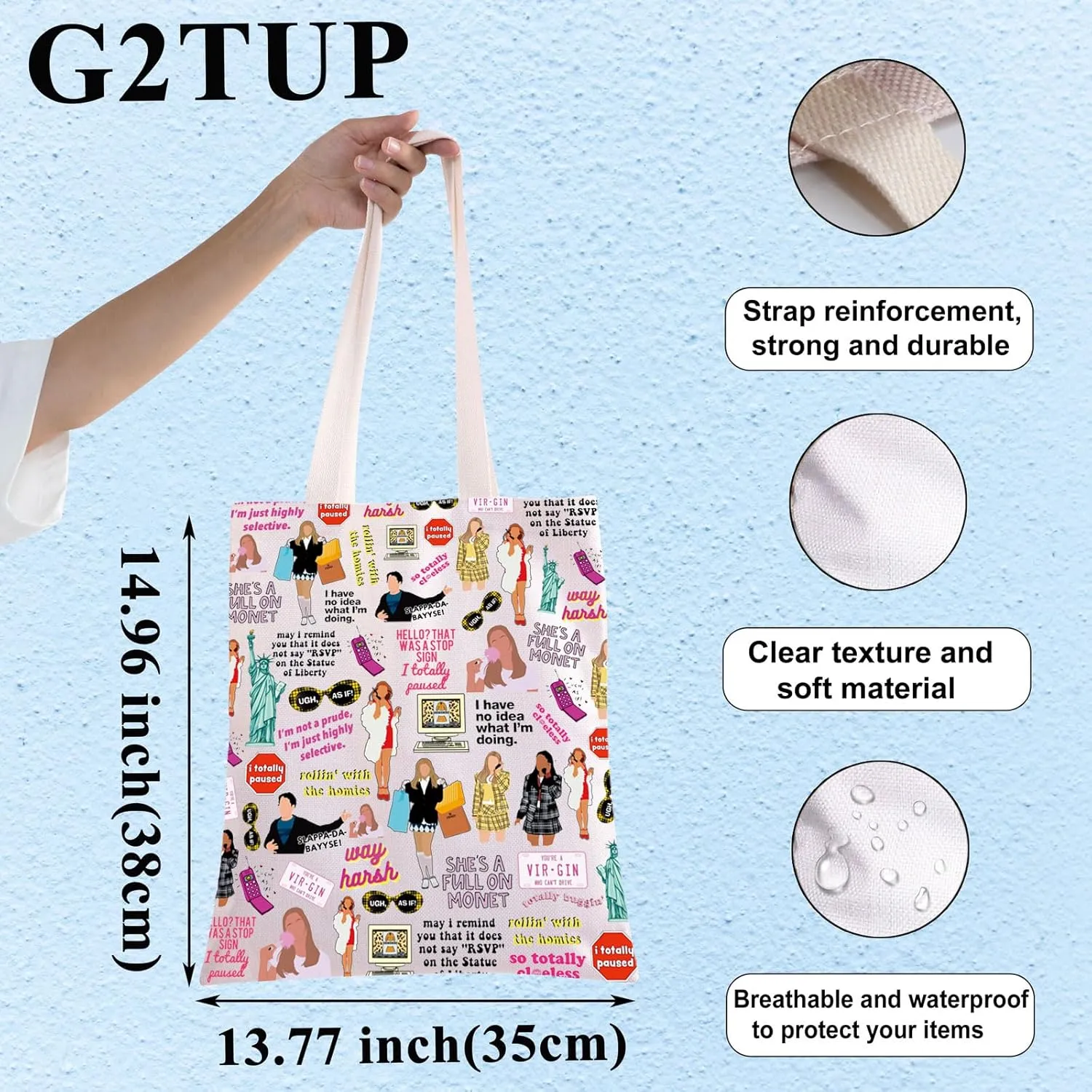 G2TUP Ugh As If Makeup Bag 90s Movie Dionne Fans Gift Cher Horowitz Reusable Zipper Pouch Cher Dionne Merch (Have No Idea TG)