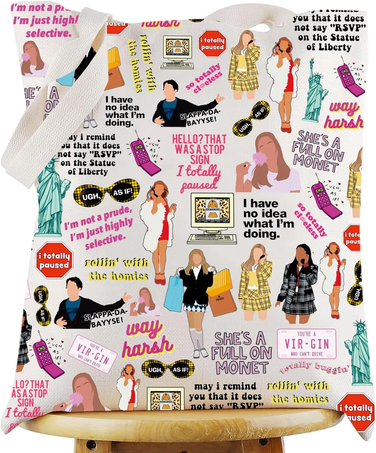 G2TUP Ugh As If Makeup Bag 90s Movie Dionne Fans Gift Cher Horowitz Reusable Zipper Pouch Cher Dionne Merch (Have No Idea TG)