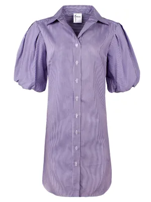 GAMEDAY! Madeline Short Puff Sleeve Dress, Purple Stripe