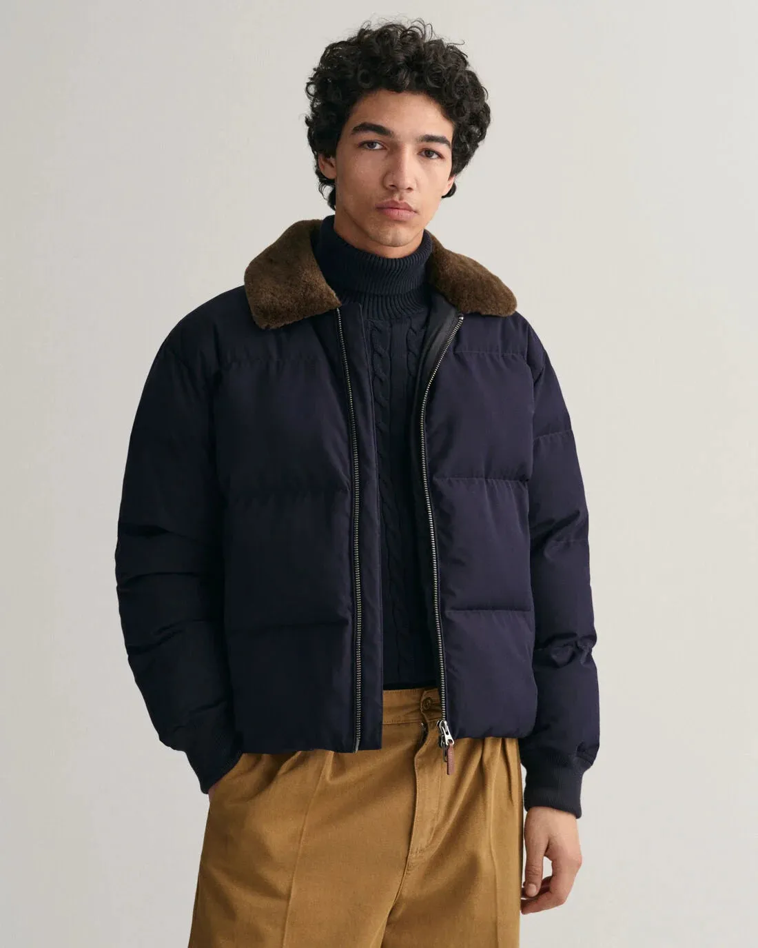Night Blue GANT Padded Flannel Puffer Jacket