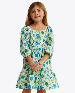 Girls Smocked Long Sleeve Dress in Linen