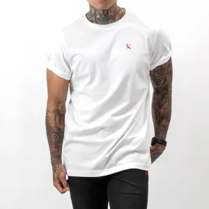 Icon Cuffed Tee - White / Red
