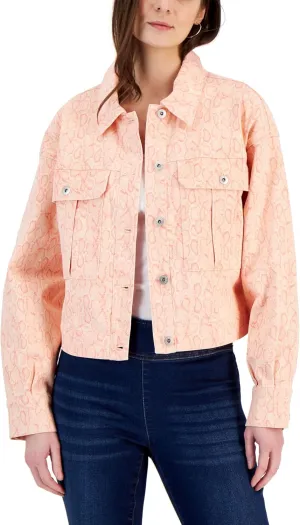 I.N.C. INTERNATIONAL CONCEPTS Women's Snake-Print Denim Jacket Ella Snake L