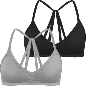 INIBUD Sports Bras for Women Backless Halter Strappy Seamless Bra Padded Removable Bralettes Gym Workout Minimal Yoga Tops