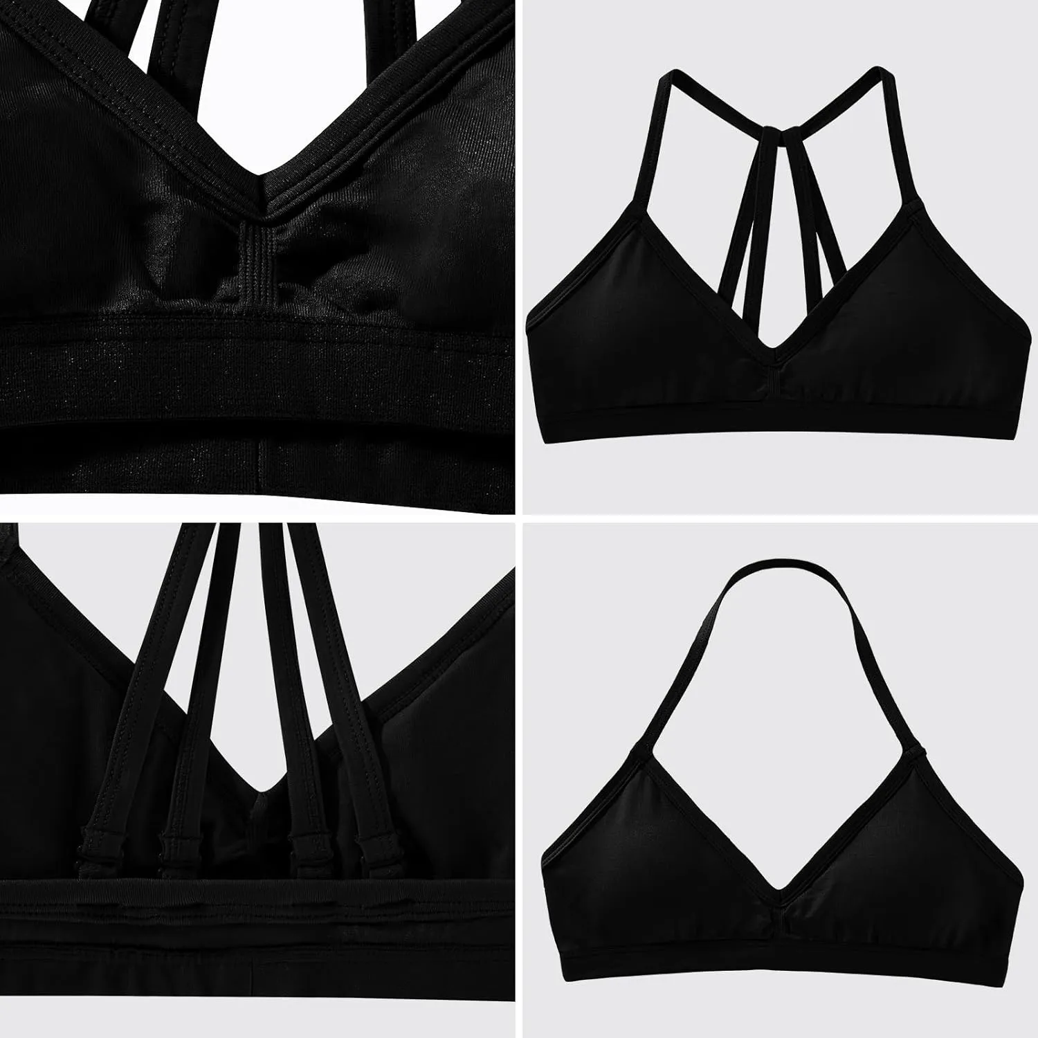 INIBUD Sports Bras for Women Backless Halter Strappy Seamless Bra Padded Removable Bralettes Gym Workout Minimal Yoga Tops