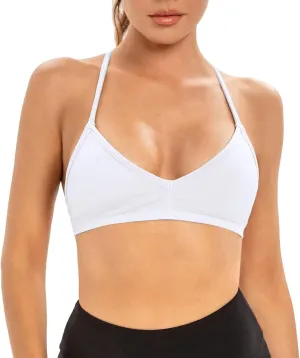 INIBUD Sports Bras for Women Backless Halter Strappy Seamless Bra Padded Removable Bralettes Gym Workout Minimal Yoga Tops