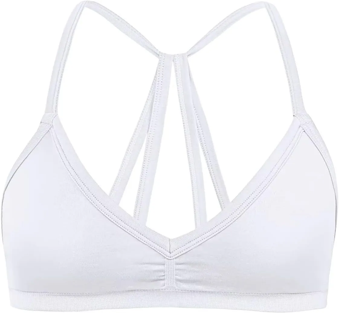 INIBUD Sports Bras for Women Backless Halter Strappy Seamless Bra Padded Removable Bralettes Gym Workout Minimal Yoga Tops