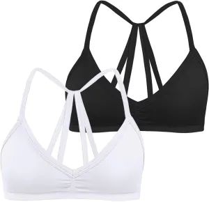 INIBUD Sports Bras for Women Backless Halter Strappy Seamless Bra Padded Removable Bralettes Gym Workout Minimal Yoga Tops