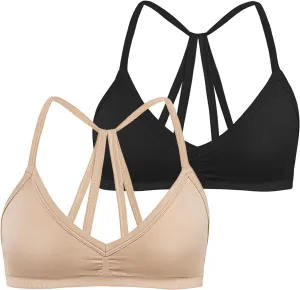 INIBUD Sports Bras for Women Backless Halter Strappy Seamless Bra Padded Removable Bralettes Gym Workout Minimal Yoga Tops