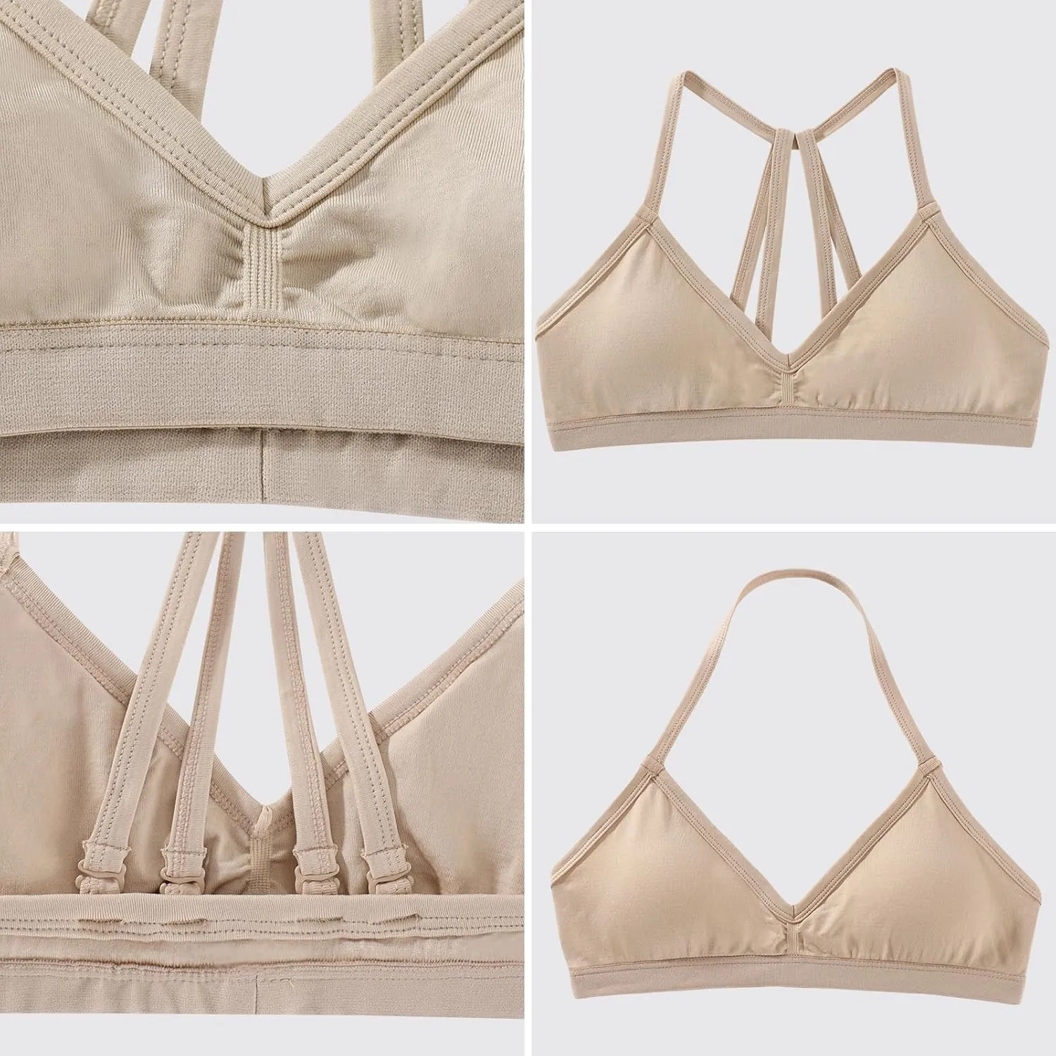 INIBUD Sports Bras for Women Backless Halter Strappy Seamless Bra Padded Removable Bralettes Gym Workout Minimal Yoga Tops