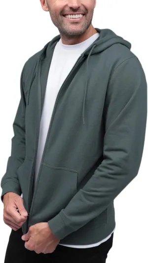 INTO THE AM Premium Zip Up Hoodies for Men S - 4XL Casual Lightweight Fitted Full Zip Sweatshirt