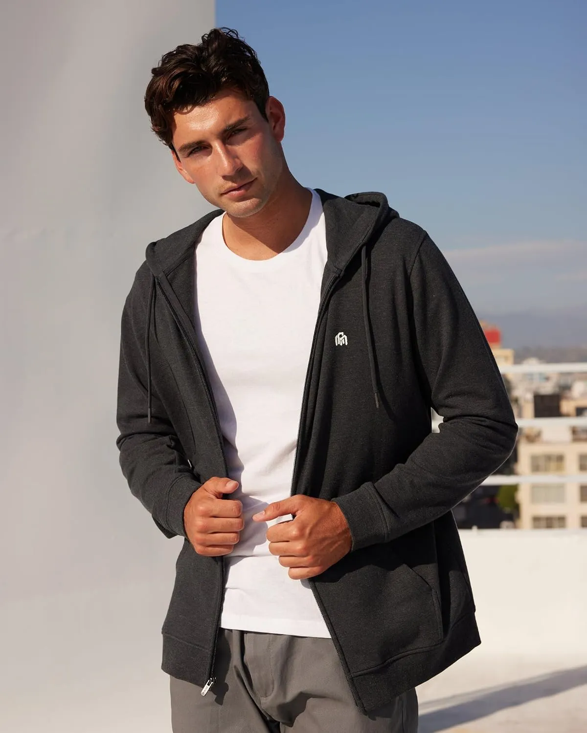 INTO THE AM Premium Zip Up Hoodies for Men S - 4XL Casual Lightweight Fitted Full Zip Sweatshirt
