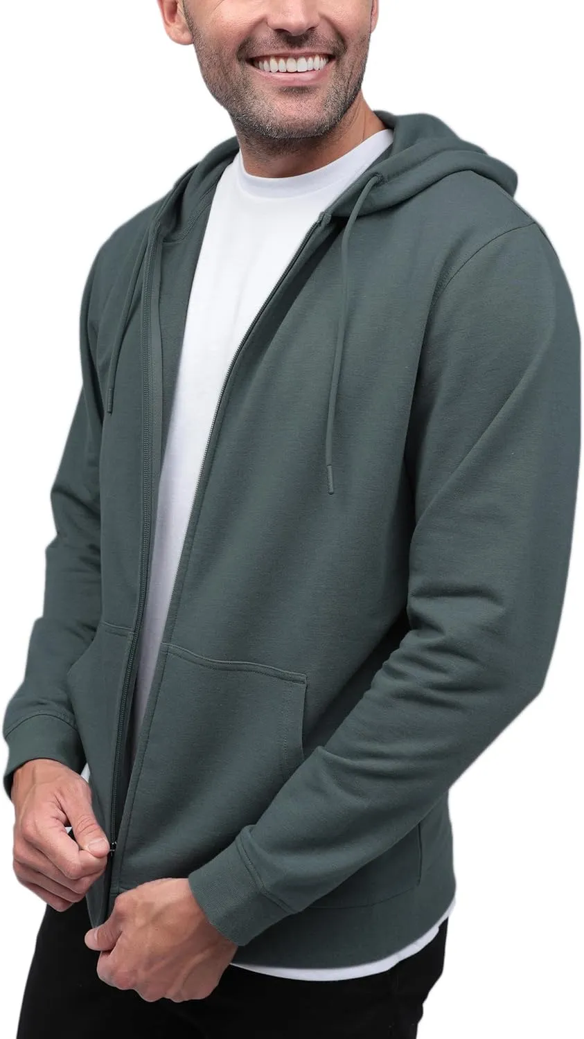 INTO THE AM Premium Zip Up Hoodies for Men S - 4XL Casual Lightweight Fitted Full Zip Sweatshirt