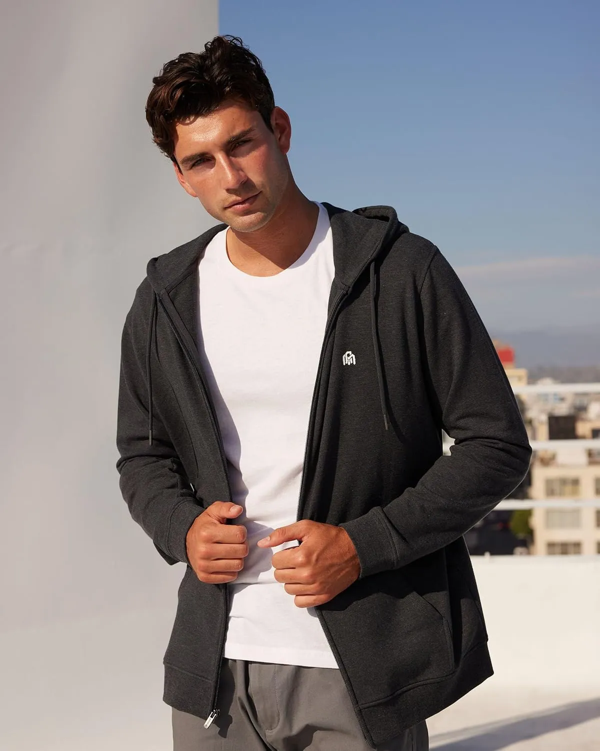 INTO THE AM Premium Zip Up Hoodies for Men S - 4XL Casual Lightweight Fitted Full Zip Sweatshirt