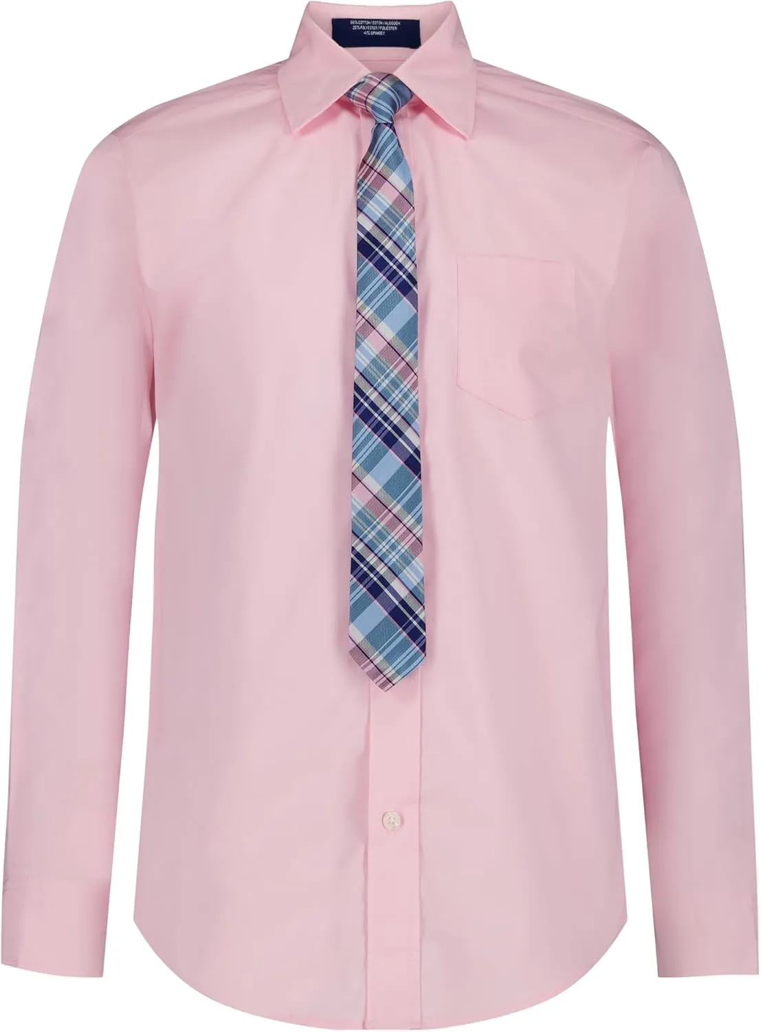 IZOD Boys' Long Sleeve Button-Down Collared Dress Shirt with Tie and Chest Pocket
