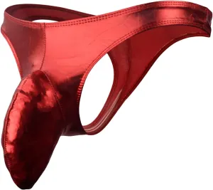 JEsilunmaMY Men's Elephant Nose Briefs Shiny Leather Jockstrap Underwear Athletic Supporter G-Strings Bulge Pouch Thongs