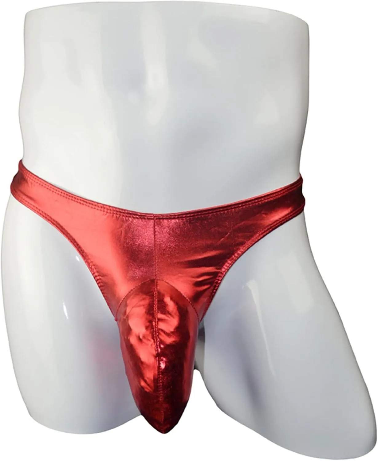 JEsilunmaMY Men's Elephant Nose Briefs Shiny Leather Jockstrap Underwear Athletic Supporter G-Strings Bulge Pouch Thongs