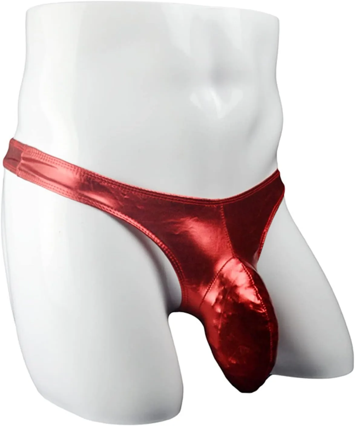 JEsilunmaMY Men's Elephant Nose Briefs Shiny Leather Jockstrap Underwear Athletic Supporter G-Strings Bulge Pouch Thongs