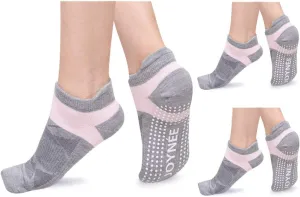 JOYNE Non-Slip Yoga Socks for Women with Grips,Ideal for Pilates,Barre,Dance,Hospital,Fitness 3 Pairs