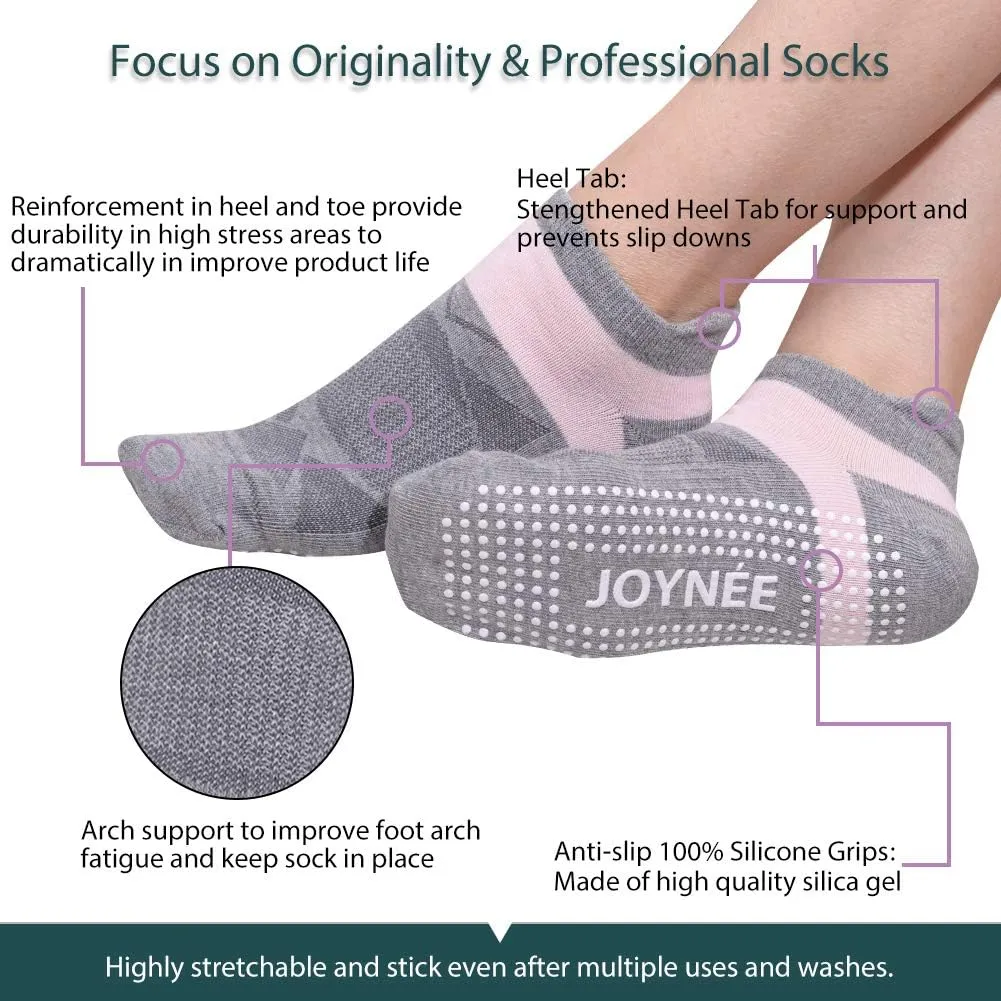 JOYNE Non-Slip Yoga Socks for Women with Grips,Ideal for Pilates,Barre,Dance,Hospital,Fitness 3 Pairs