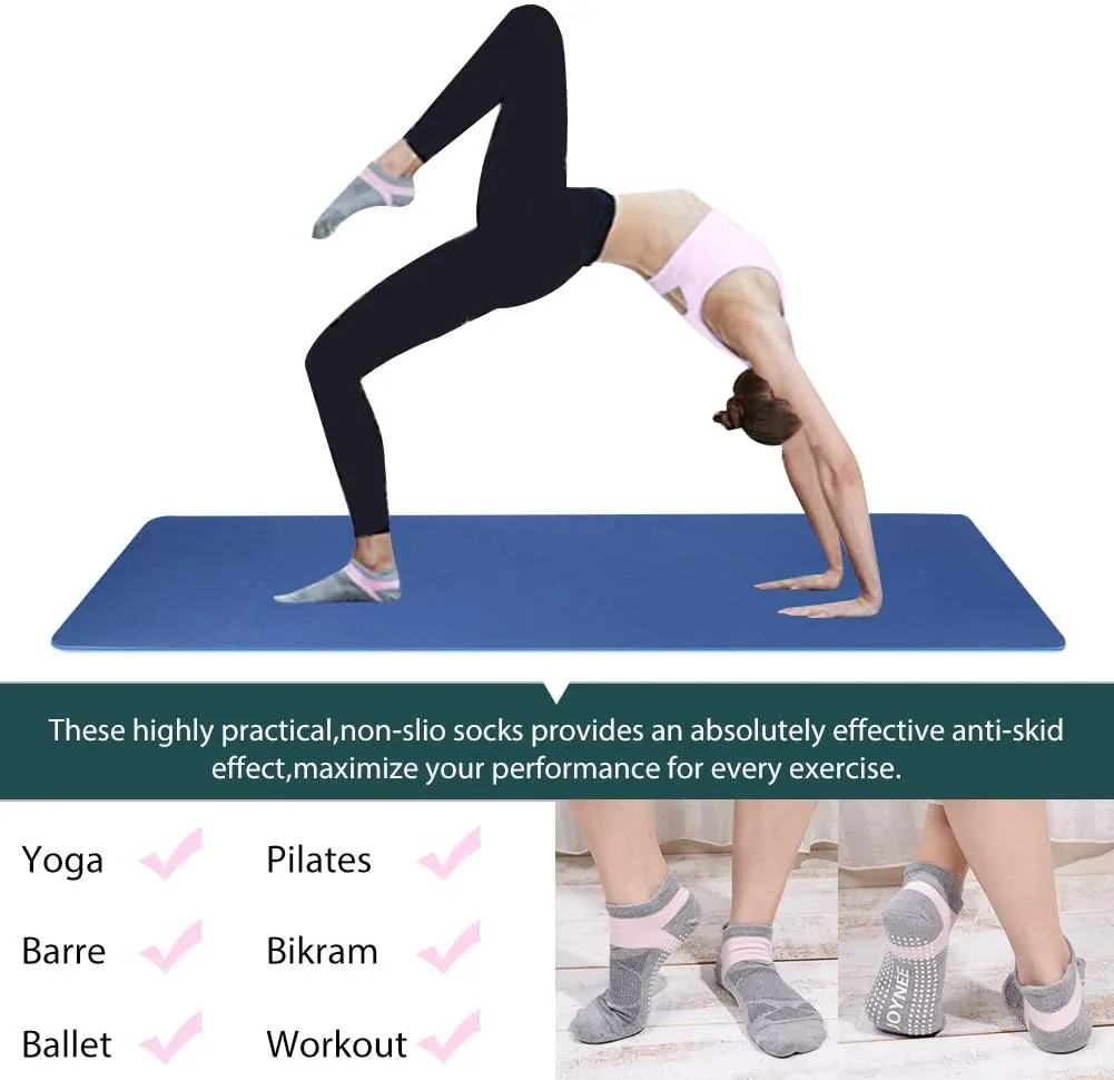 JOYNE Non-Slip Yoga Socks for Women with Grips,Ideal for Pilates,Barre,Dance,Hospital,Fitness 3 Pairs