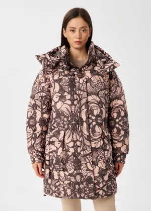 Lace Printed Puffer Jacket for Women  Artistic & Cozy Design