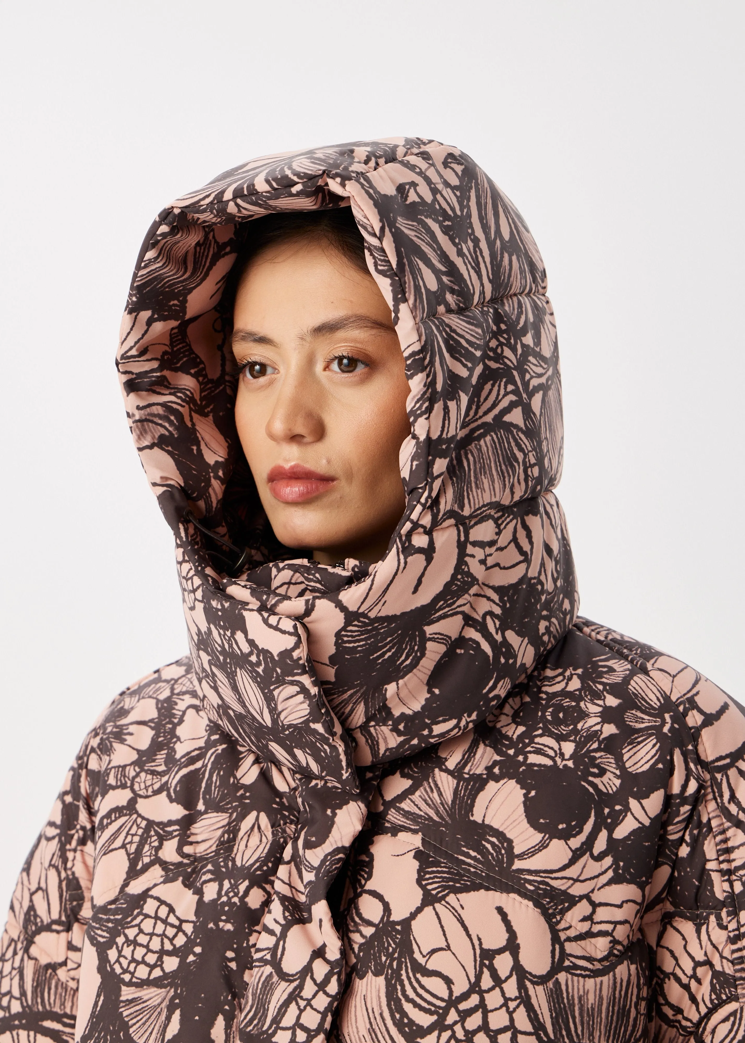 Lace Printed Puffer Jacket for Women  Artistic & Cozy Design