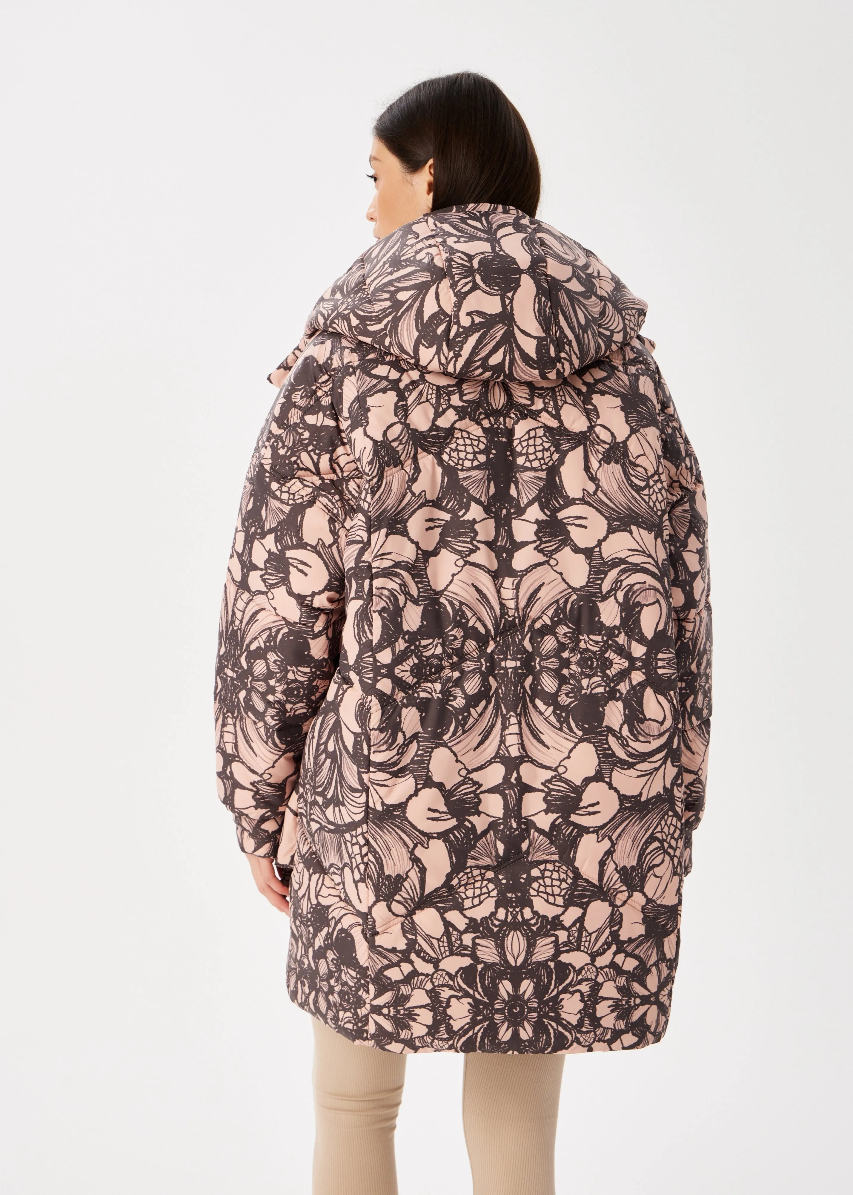 Lace Printed Puffer Jacket for Women  Artistic & Cozy Design