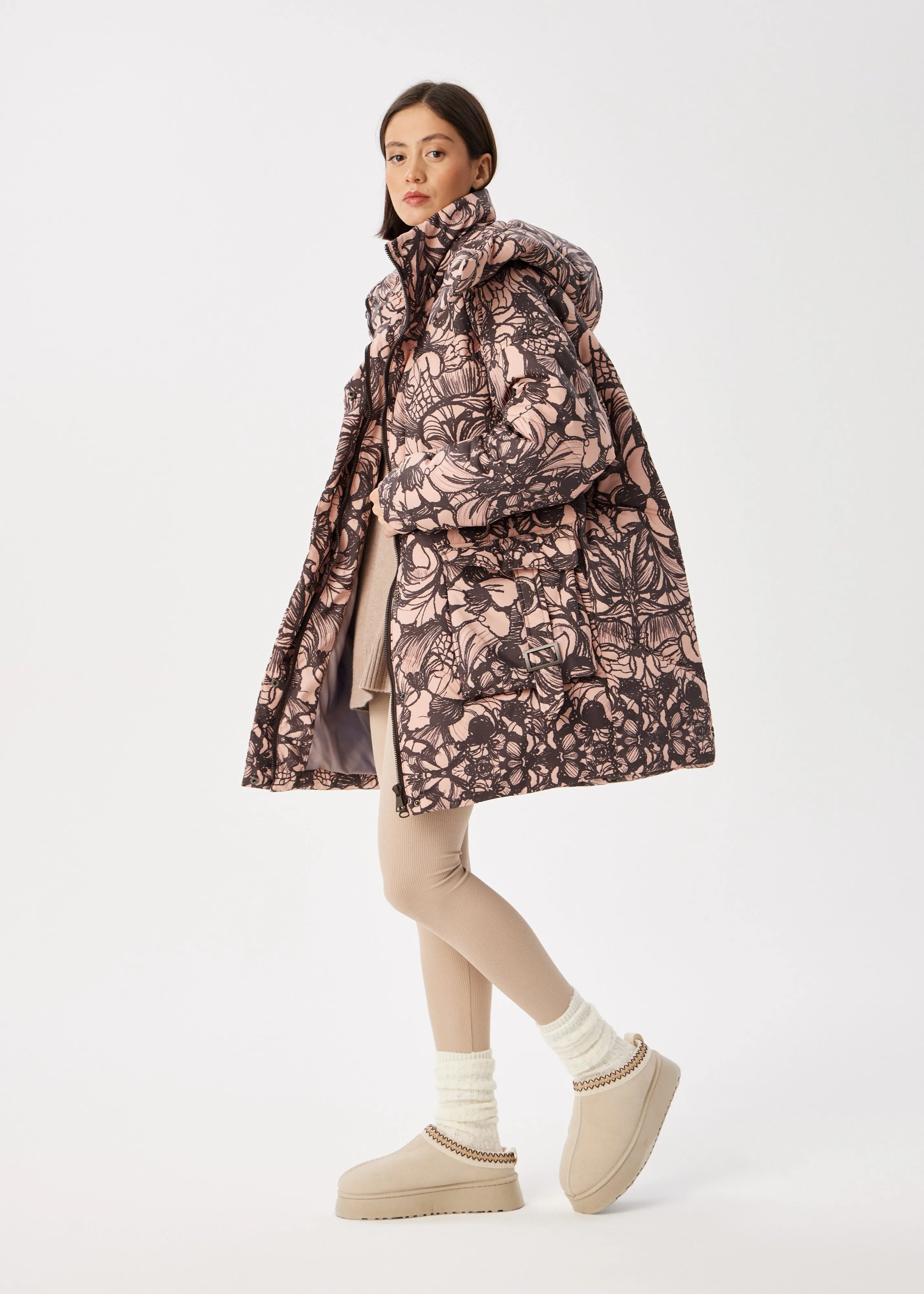 Lace Printed Puffer Jacket for Women  Artistic & Cozy Design
