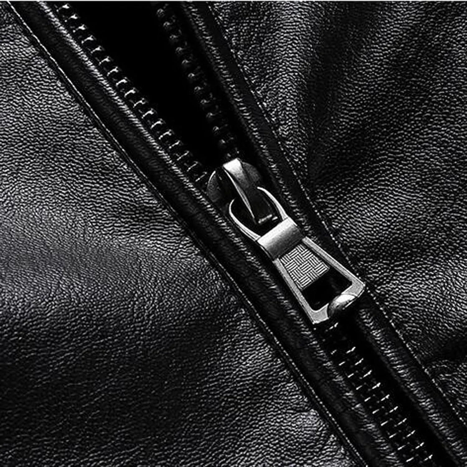 Leather Jacket for Men Solid Color Zip PU Leather Jacket Short Lapel Motorcycle Leather Men's Cotton Lightweight