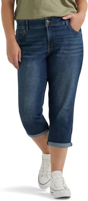 Lee Women's Plus Size Flex Motion Regular Fit 5 Pocket Capri Jean