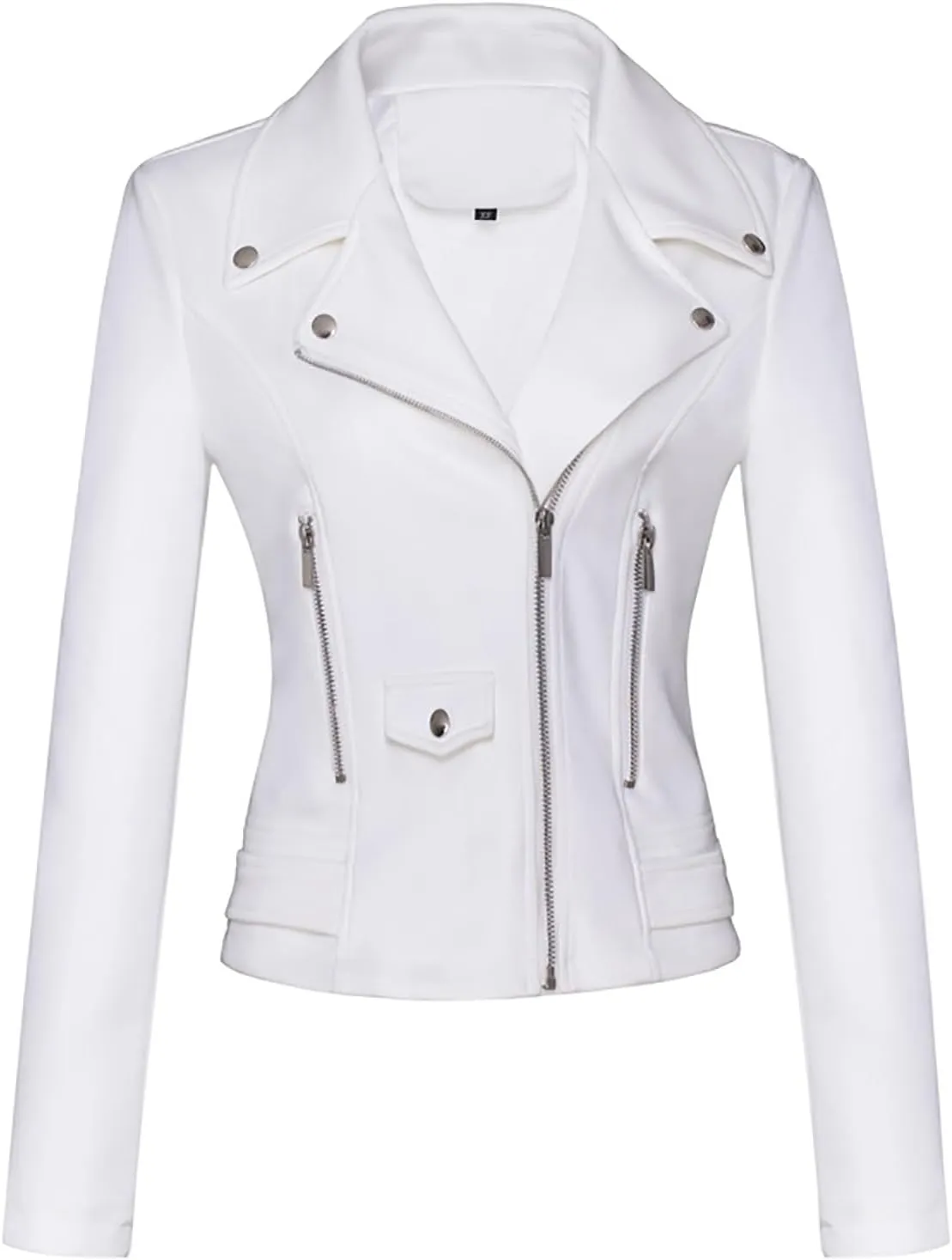 Lmdudan Faux Leather Short Jacket for Women Winter Long Sleeve Motorcycle Coats Sexy Lapel Zipper Cropped Outwear Tops