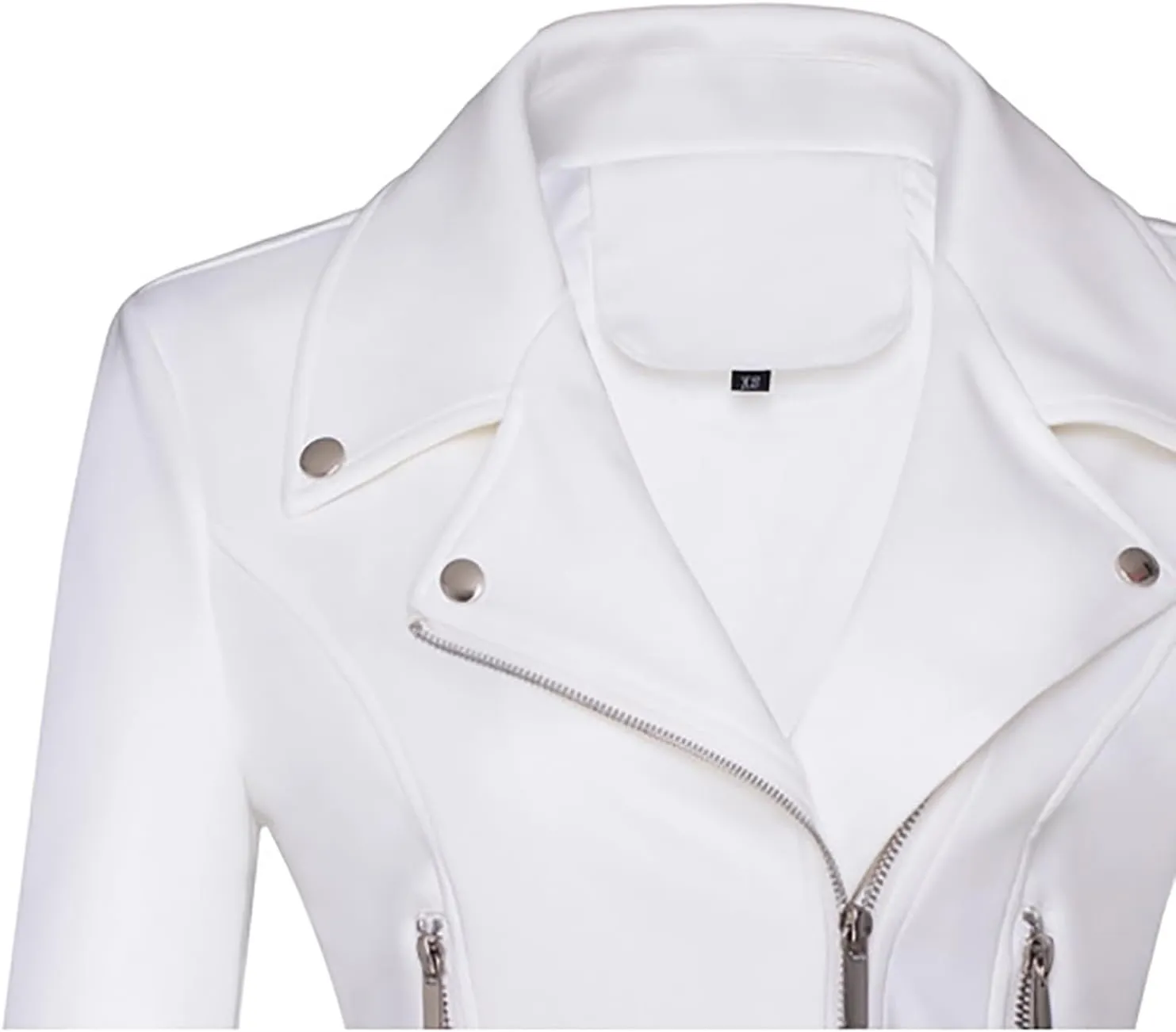 Lmdudan Faux Leather Short Jacket for Women Winter Long Sleeve Motorcycle Coats Sexy Lapel Zipper Cropped Outwear Tops