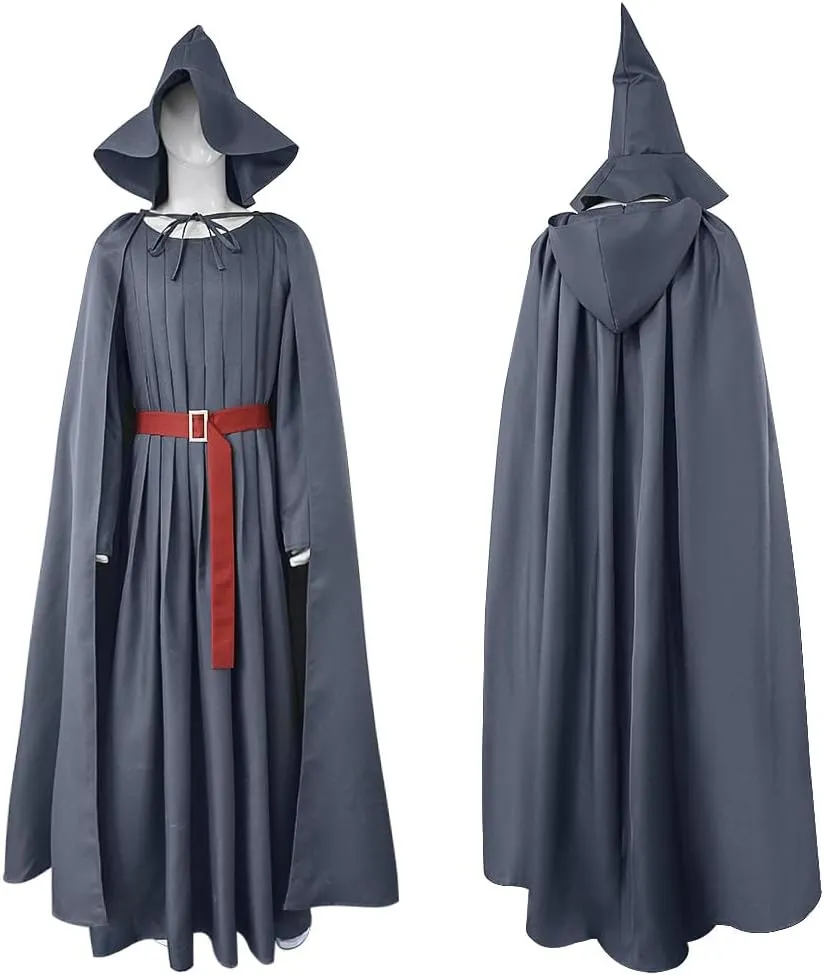 Men Hooded Robe Cloak Belt Hat Full Set Halloween Cosplay Costume