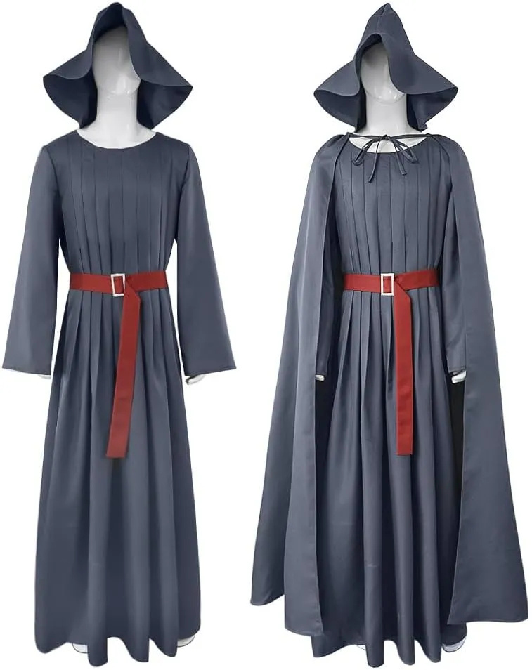 Men Hooded Robe Cloak Belt Hat Full Set Halloween Cosplay Costume