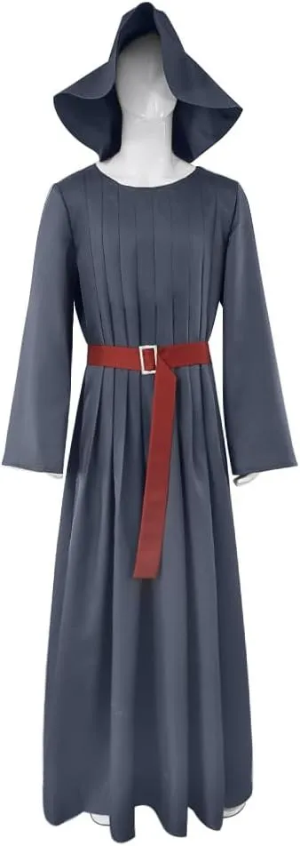 Men Hooded Robe Cloak Belt Hat Full Set Halloween Cosplay Costume