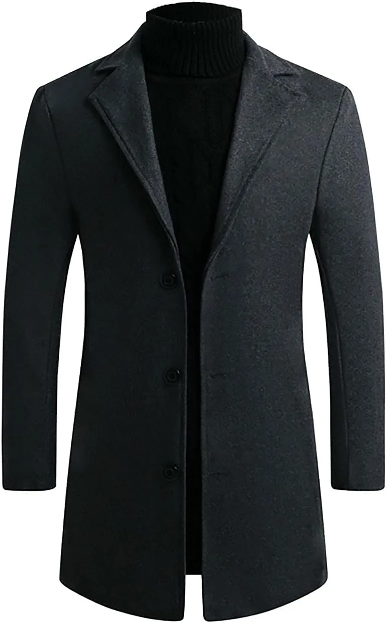 Men Luxury Winter Coats Business Casual Windproof Pea Coat Dressy Work Trench Coat Winter Thick Long Jacket Outwear