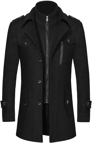Men's Autumn And Winter Coat Double- Woolen Coat Thickened Mid-length Woolen Zipper Trench Coat Anorak Mens Anoraks